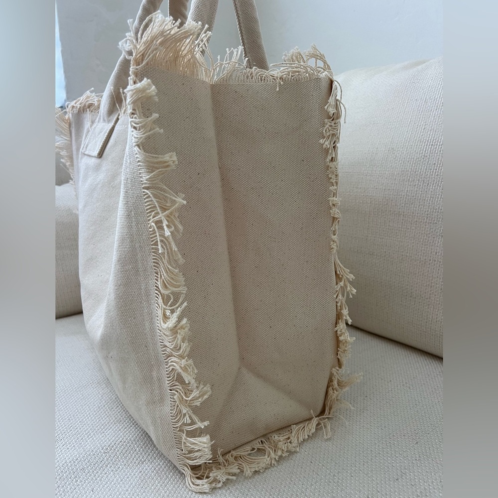 Fringed Canvas Tote Bag
16”w x 15”h x 8”d - Picture 4 of 4